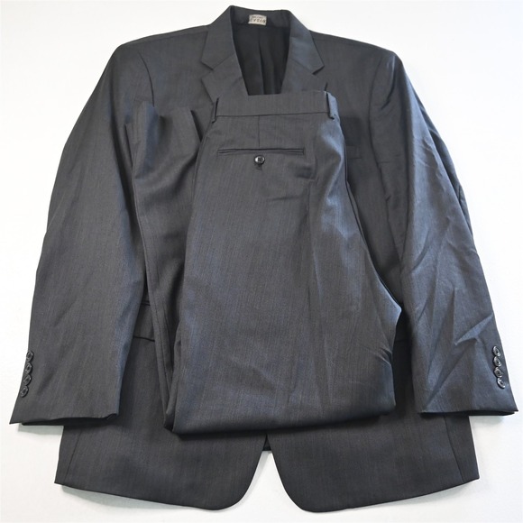 Jos A Bank 43R 36x32 Gray Birdseye 100% Wool Mens Jacket Pants Suit